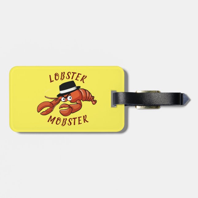 Étiquette À Bagage Homard Homard 🦞 Cartoon à gros yeux mou Gangster (Dos horizontal)