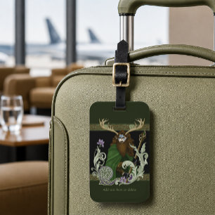 Étiquette À Bagage Homme aux bois celtiques verts