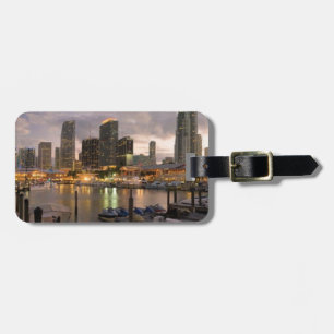 Étiquette À Bagage Horizon financier de Miami au crépuscule