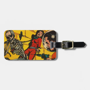 Étiquette À Bagage Horreur de l'espace - art comique vintage de la