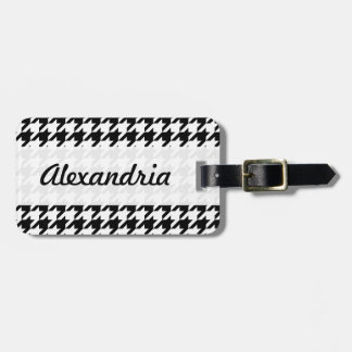 Étiquette À Bagage Houndstooth Motif d'art décoratif noir et blanc