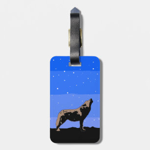 Étiquette À Bagage Howling Wolf en hiver - Art faunique original