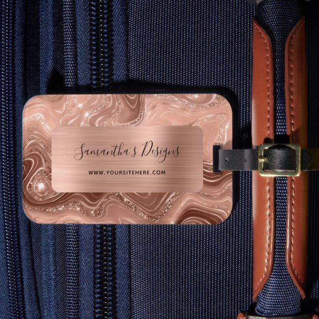 Étiquette À Bagage Huile en marbre doré Rose de luxe (Insitu Rectoal 4)