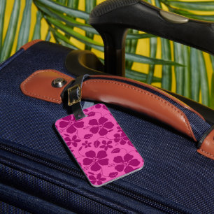 ÉTIQUETTE À BAGAGE HULA HAWAIEN (HIBISCUS) VIN DE BOURGOGNE ROUGE