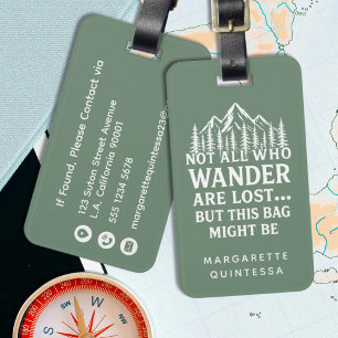 Étiquette À Bagage Humour de voyage vert drôle Typographie blanche Co