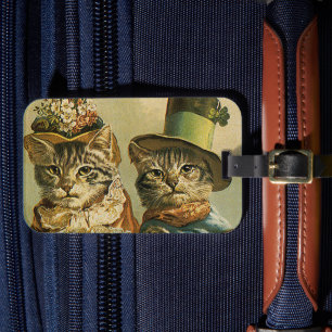 Étiquette À Bagage Humour vintage, Chats de mariée victorienne en Cas