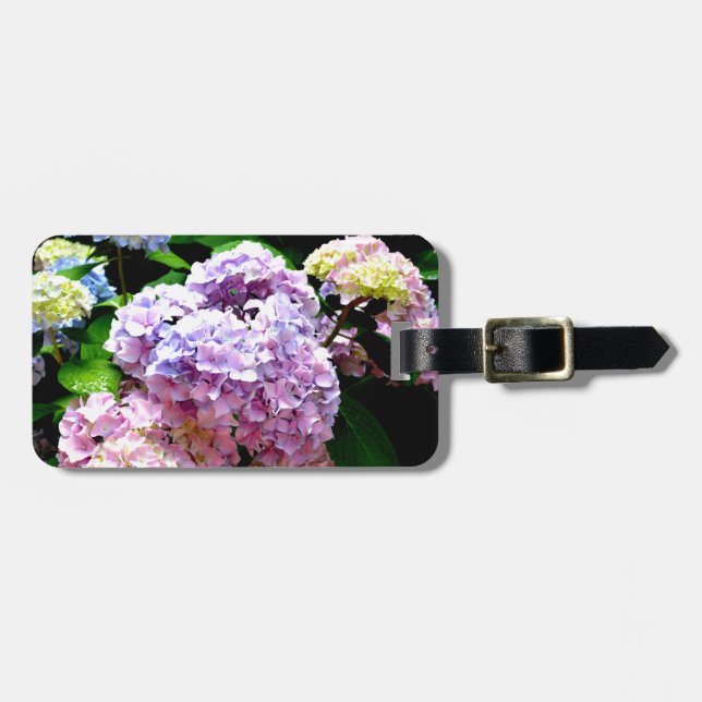 Étiquette À Bagage Hydrangea garden, rose, bleu, purple floral (Devant horizontal)