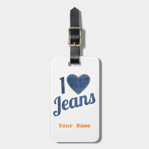 Étiquette À Bagage I love jeans vintage fashion design with seam hear