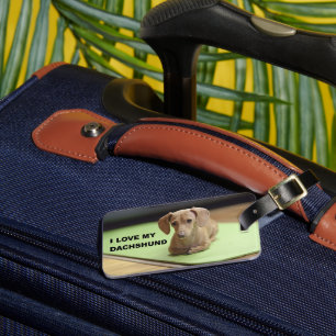 Étiquette À Bagage I Love My Cream Dachshund avec photo