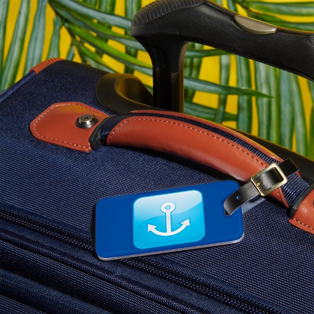 Étiquette À Bagage Icône Ancre bleue marine moderne (Créateur téléchargé)