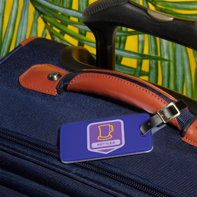 Étiquette À Bagage Icône de bouilloires violettes et jaunes modernes (Créateur téléchargé)
