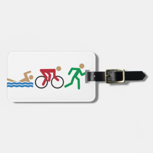 Étiquette À Bagage Icônes de logo de triathlon en couleurs