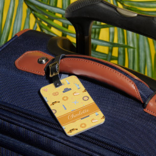 Étiquette À Bagage Icônes NYC Jouer Nom Motif Jaune