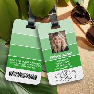 Étiquette À Bagage ID photo de l'employé - logo rayé, professionnel