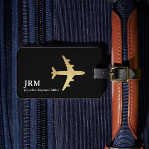 Étiquette À Bagage Identifier les bagages de voyage Avion en or