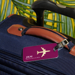 Étiquette À Bagage Identifiez ses bagages . avion en or couleur vin