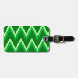 Étiquette À Bagage Ikat Chevron Stripes - Pin et Lime Green