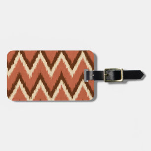 Étiquette À Bagage Ikat Chevron Stripes - Rouille, Brown et beige