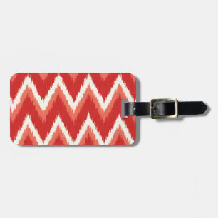 Étiquette À Bagage Ikat Chevron Stripes - Rust Orange et Blanc