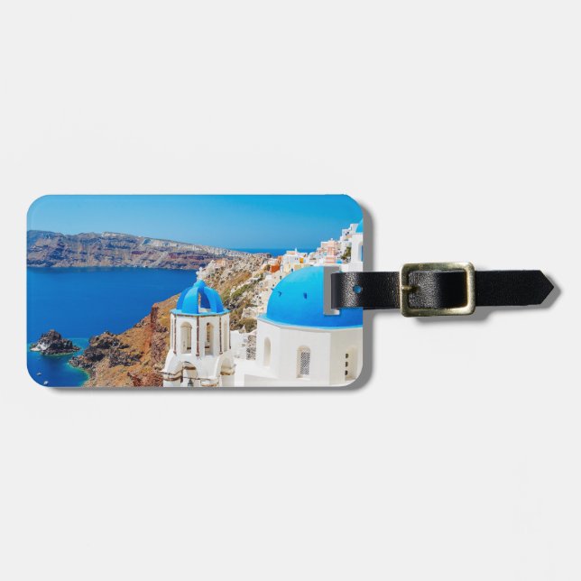 Étiquette À Bagage Île de Santorini - caldeira, Grèce (Devant horizontal)