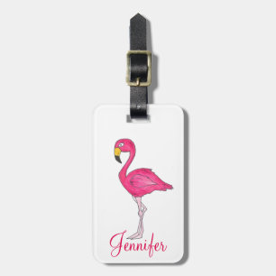 Étiquette À Bagage Ile tropicale Paradise Flamant rose rose chaud Ois