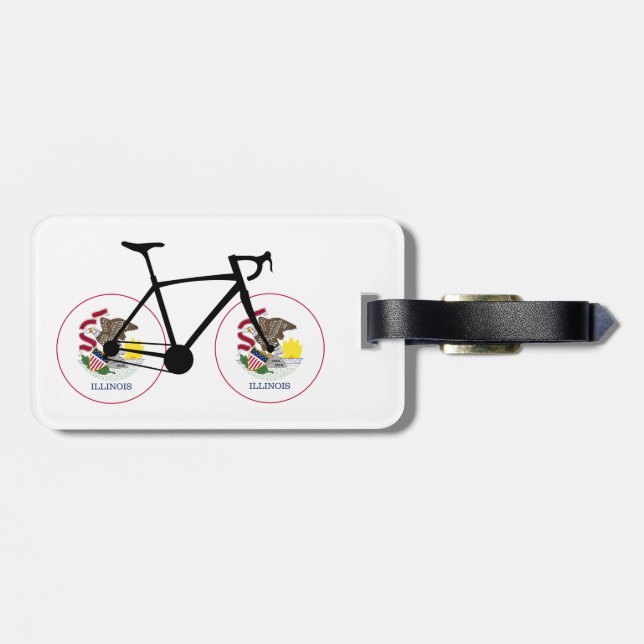 Étiquette À Bagage Illinois Flag Cycling (Dos horizontal)