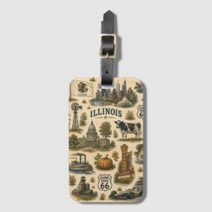 Étiquette À Bagage Illinois Route 66 Bagage Skyline