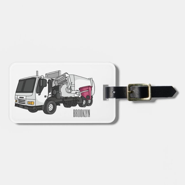 Étiquette À Bagage Illustration de camion à ordures (Devant horizontal)