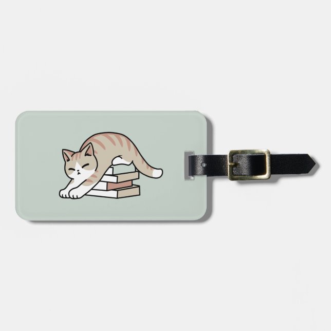 Étiquette À Bagage Illustration de chat Lover - Curled Up & Cosy (Devant horizontal)