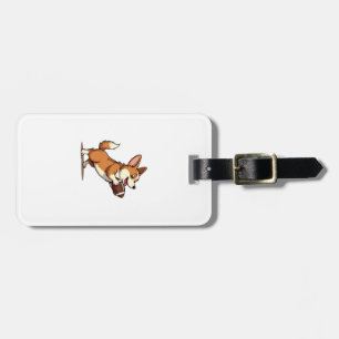 Étiquette À Bagage Illustration de chien de football Corgi vintage Re