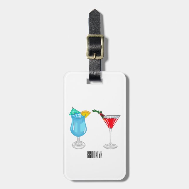 Étiquette À Bagage Illustration de cocktail (Devant Vertical)