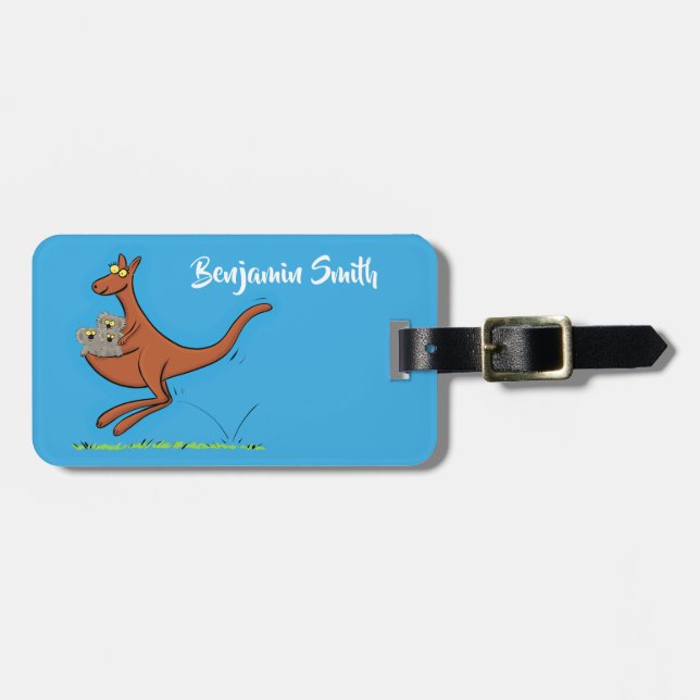 Étiquette À Bagage Illustration de dessin animé Cute kangaroo et koal (Devant horizontal)