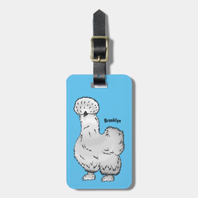 Étiquette À Bagage Illustration de la caricature du poulet Silkie (Devant Vertical)
