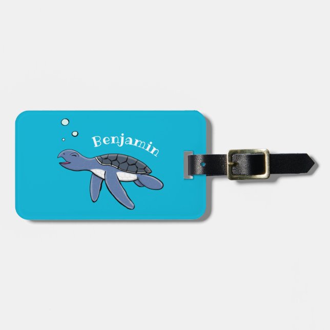 Étiquette À Bagage Illustration de la petite tortue de mer (Devant horizontal)