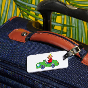 Étiquette À Bagage Illustration de la voiture verte pour enfants
