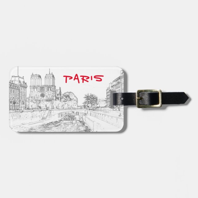 Étiquette À Bagage Illustration de Notre Dame de Paris (Devant horizontal)