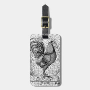 Étiquette À Bagage Illustration de poulet vintage