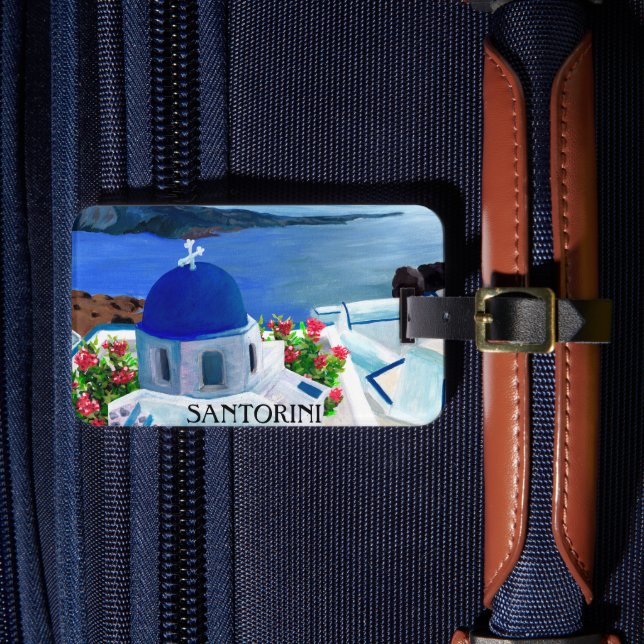 Étiquette À Bagage Illustration de Santorin Grèce (Insitu Rectoal 4)