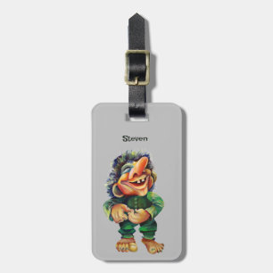 Étiquette À Bagage Illustration de troll drôle scandinave aquarelle