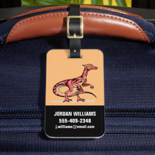 Étiquette À Bagage Illustration De Velociraptor.