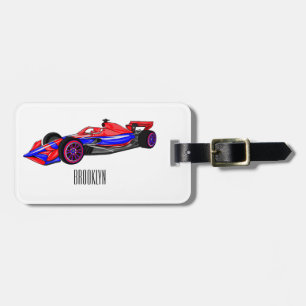 Étiquette À Bagage Illustration de voiture de course professionnelle