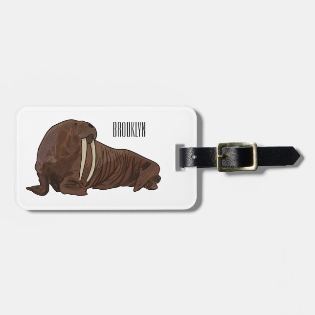 Étiquette À Bagage Illustration de Walrus (Devant horizontal)