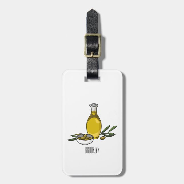Étiquette À Bagage Illustration d'huile d'olive (Devant Vertical)