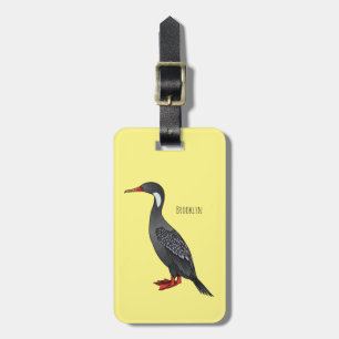 Étiquette À Bagage Illustration d'oiseau cormoran à pattes rouges