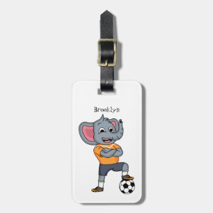 Étiquette À Bagage Illustration du joueur de football éléphant