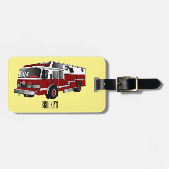 Étiquette À Bagage Illustration du moteur à incendie (Devant horizontal)