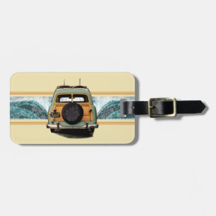 Étiquette À Bagage Illustration du Surf hawaïen Woody Wave