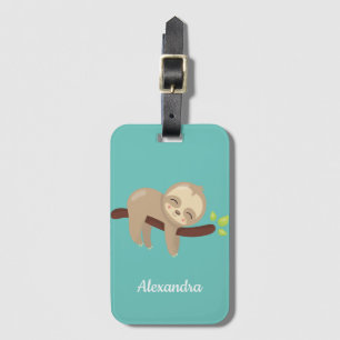 Étiquette À Bagage Illustration d'un animal mou sur un monogramme ver