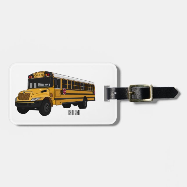 Étiquette À Bagage Illustration d'un autobus scolaire (Devant horizontal)