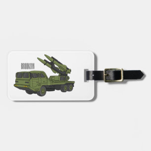 Étiquette À Bagage Illustration d'un camion de missiles militaires